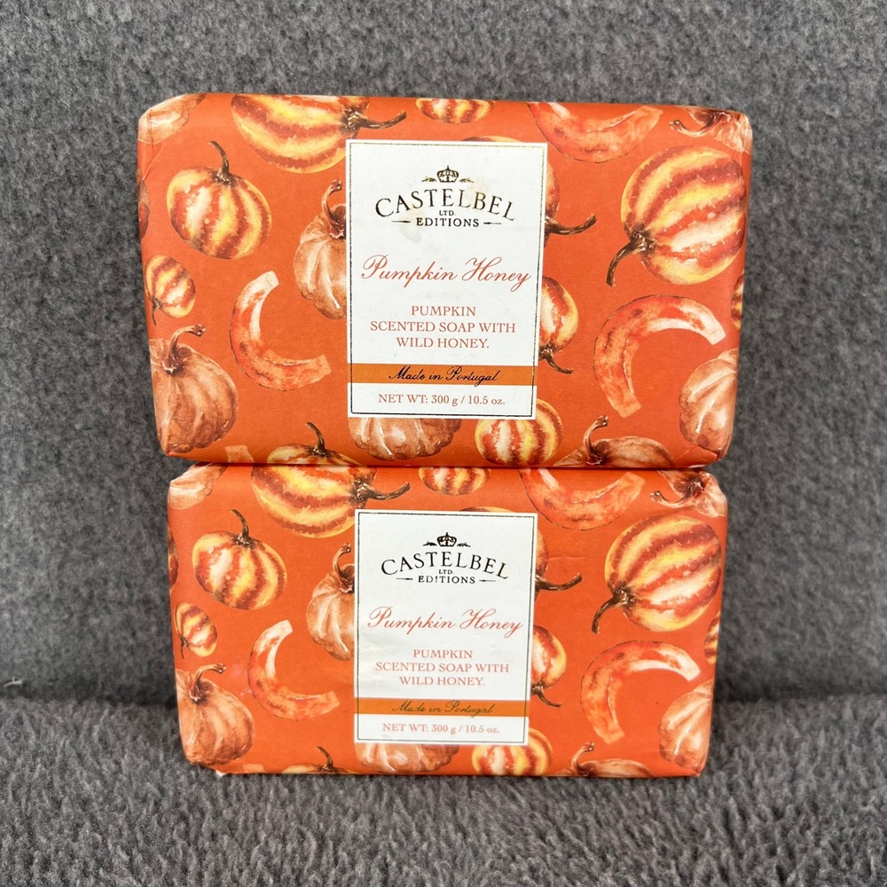 Castelbel Pumpkin Honey Scented Soap Set 2 Bars 10.5 oz Orange Fall Harvest Gift
